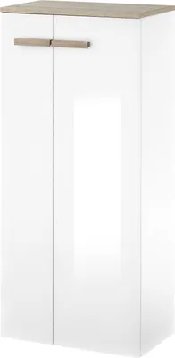 Produktbild von LIVOJO S12 Badezimmer Hochschrank 51 x 115 x 30 cm Weiß Hochglanz & Eiche Nachbildung