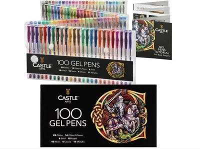Produktbild von Famanu Gelstifte Set 100-teilig - für Kinder- und Erwachsenenmalbücher, Zeichnen, Scrapbooking