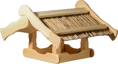 Produktbild von dobar Großes Vogelhaus "Kunoy" mit Schilfdach aus Holz, für Ständer