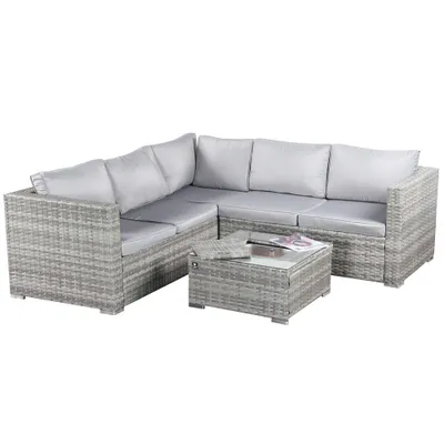 Produktbild von BIXENTE Garten-Lounge | 5-Sitzer mit Kissen & Tisch | Integrierte Eisbox | UV-beständig & wetterfest | Poly-Rattan mit Stahlrahmen | | BX-1