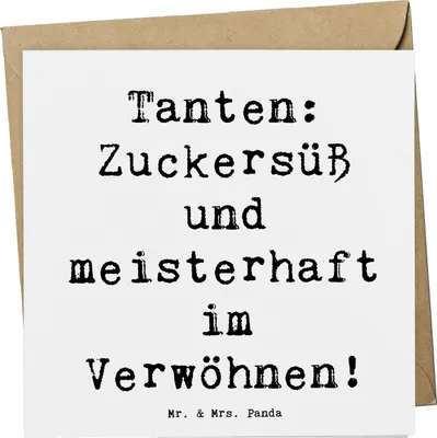 Produktbild von Mr. & Mrs. Panda Grußkarte Spruch Tante Zuckersüß - Weiß - Geschenk, doppelkarte, Verwandte, Glückwunschkarte, Verwandtschaft, Nichte, faltkarte, anlasskarte, Klappkarte