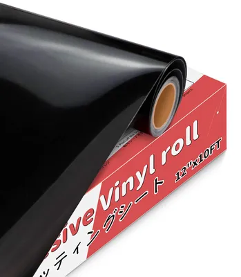 Produktbild von Vinylfolie für Plotter - Selbstklebend und glänzend - Zum Basteln und Dekorieren - Schwarz 30 cm x 305 cm