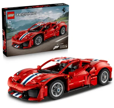 Produktbild von LEGO Technic Ferrari 488 PISTA Auto - Bauspielzeug für Kinder ab 9 Jahren - Ferrari-Merch - Rennauto mit Lenkung, Differential und V8-Motor mit beweglichen Kolben - 42235