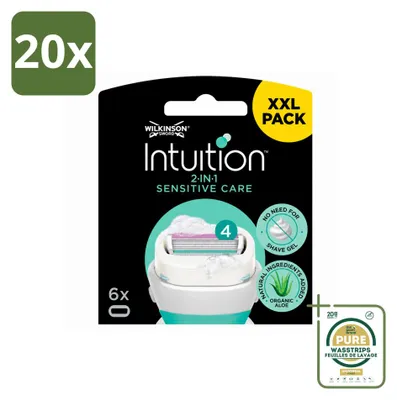 Imagen del producto de 20 hojas de repuesto para afeitadoras Wilkinson Intuition Sensitive Care, diseñadas para pieles sensibles – Paquete de suministro – 20 unidades