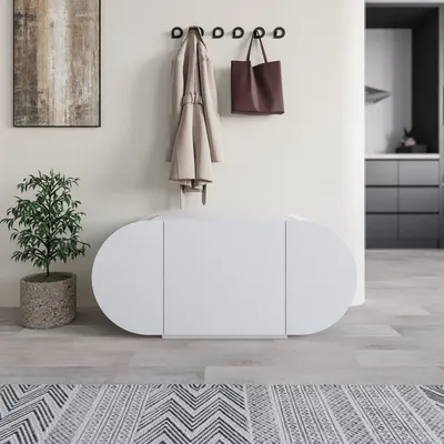 Zdjęcie produktu dla Skye Decor, Pozy Shoe Bench - White, szafka na buty, 100% MELAMINE COATED SLIPBOARD, biały, 110 x 40,4 x 50 cm