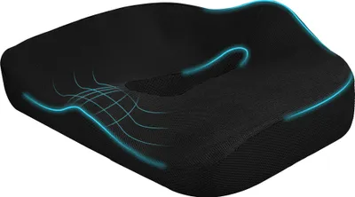 Produktbild von Sitzkissen, ergonomisch, atmungsaktiver Bezug, rutschfest, 44x39x13 cm, Schwarz