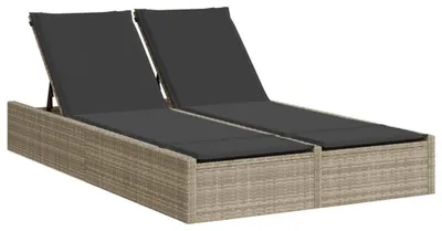 Immagine prodotto di Divano prendisole doppio - Panchina da giardino doppia - Divano da esterno - Lettino per due persone - Realizzato in rattan sintetico resistente agli agenti atmosferici