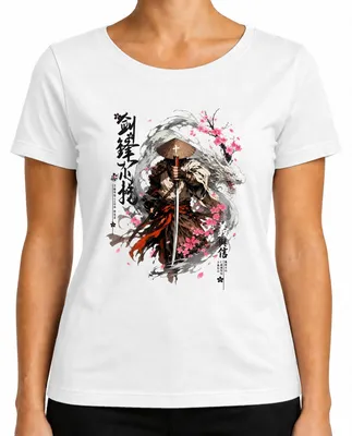 Imagen del producto de Camiseta para mujer, diseño "Samurai Ronin Drache Kirschblüten Katana Krieger Japón Y2K Bushido", color blanco, talla XL