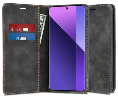 Produktbild von Techsuit Confy Book Wallet Klapphülle für Xiaomi Redmi Note 13 Pro Plus - Schwarz