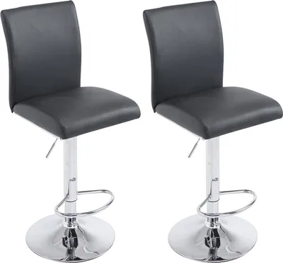 Produktbild von 2er Set Barhocker BIRID - Kunstleder Schwarz 38.5x47x94.5 cm | Barstuhl Höhenverstellbar Mit Lehne Drehbar Tresenhocker Tresenstuhl Kneipenhocker
