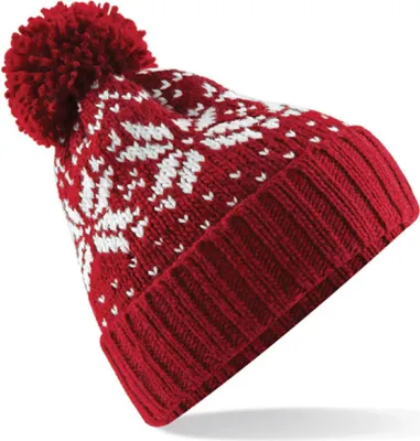 Zdjęcie produktu dla Beechfield Fair Isle Snowstar® Mütze (Classic Red/White)