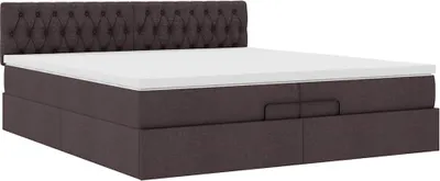 Produktbild von Ottoman-Bett mit Matratze Dunkelbraun 200x200 cm Stoff