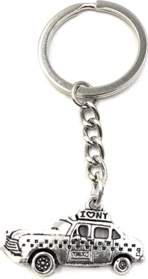 Produktbild von Onwomania Schlüsselanhänger Taxi Auto Silber Metall Anhänger Charm