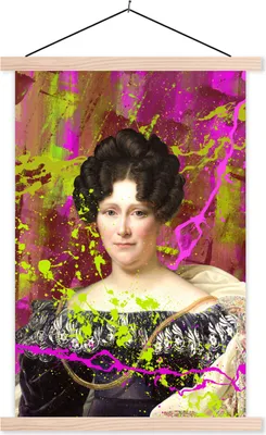 Produktbild von MuchoWow® Textilposter Johanna Henriette Engelen - Dubois Drahonet - Neon 120x180 cm mit holzfarbenen Rahmen - Textil-Plakat