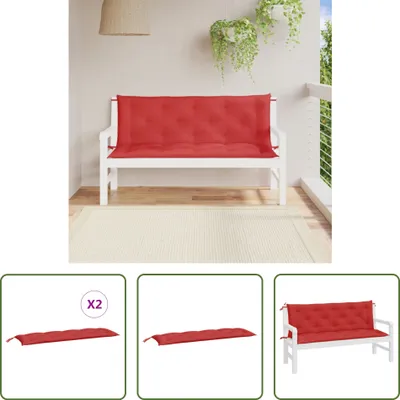 Produktbild von The Living Store Gartenbank-Auflagen 2 Stk. Rot 150x50x7 cm Oxford-Gewebe