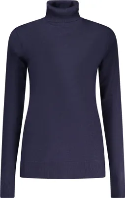 Produktbild von Stylischer Damenpullover in Blau mit Rollkragen und Logo-Detail