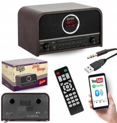 Produktbild von Retropolis Boston Retro Radio DAB+ FM AM Bluetooth 5.0 CD USB Vintage Holzradio