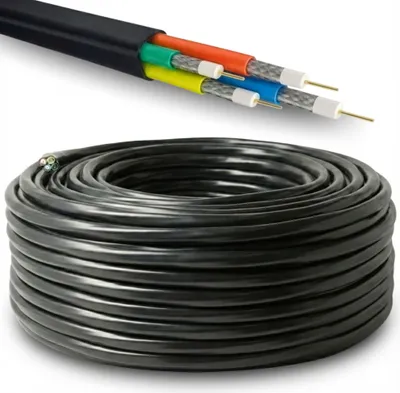 Produktbild von PremiumX 25m Basic PRO Quattro Koaxial SAT Kabel 90dB 2-Fach Schwarz