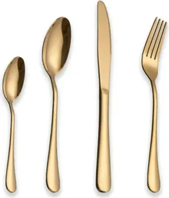 Produktbild von 24 Stück Besteck Set, Golden Essbesteck Set 6 Portionen