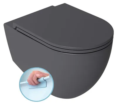 Image de WC suspendu INFINITY, sans rebord, 36,5 x 53 cm, anthracite