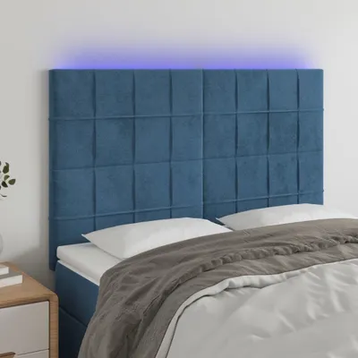 Produktbild von The Living Store LED Kopfteil Dunkelblau 144x5x118/128 cm Samt