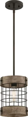 Zdjęcie produktu dla Westinghouse Langston, Elastyczny montaż, Brąz, Drewno, Brąz, Oil Rubbed Bronze with Vintage Pine Accents, Cylidner, Jadalnia, Kuchnia