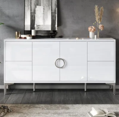 Produktbild von Sideboard, Beistellschrank,Wohnzimmerschrank mit 4 Schubladen, 2 Schranktüren, Esszimmerschrank,150*38*59.5cm