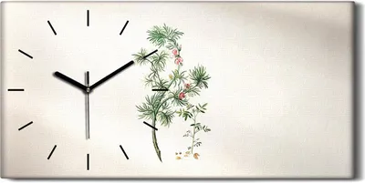 Produktbild von Wanduhr Uhr Wandbild Leinwand 60x30 Malerei Blumen Zweig Pflanze Kunst - schwarze Hände