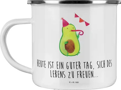 Produktbild von Mr. & Mrs. Panda Teetasse Avocado Party - Weiß - Geschenk, Haferl, Happy Birthday, Reisebecher, Tasse Emaille, Schulabschluss, Pott, Avocados, Geburtstag