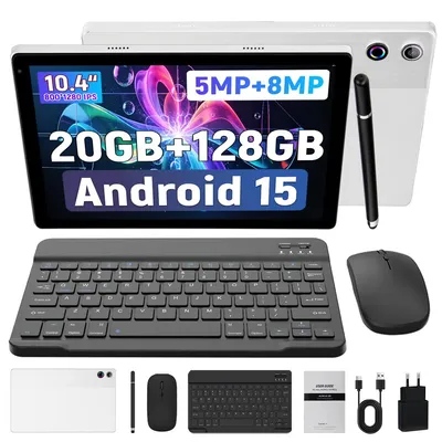 Produktbild von Tablet 10.4'' Android 15, 8-Kern-Prozessor, 128 GB erweiterbar auf 1 TB, 20(3+17)GB RAM, 5000 mAh, Dual-Kamera, Gesichtsentsperrung, mit Tastatur