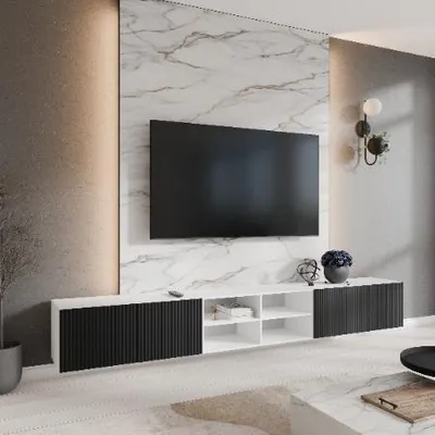 Produktbild von Margaret Hadas24 TV-Schrank Noe IV Fernsehschrank TV-Lowboard 300 cm Hängend modernes Design Wohnzimmer Wandmontage, TV Möbel weiß, schwarz