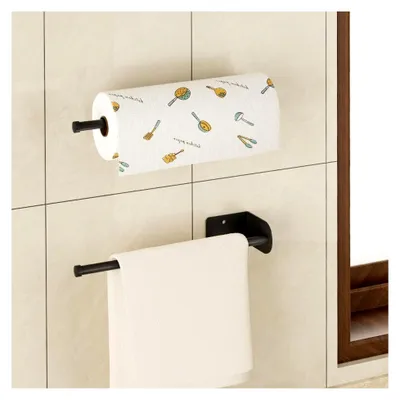 Produktbild von Selbstklebender Küchenrollenhalter ohne Bohren, stabiler Metallhalter für Küchenpapier, max. 30 kg Haftkraft, für Küche, Bad, WC (15 cm, Stück, 2)