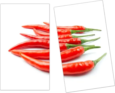 Produktbild von Spritzschutz Herdabdeckplatte Schneidebrett aus Glas Chilischoten  2-Teilig (60x52cm)