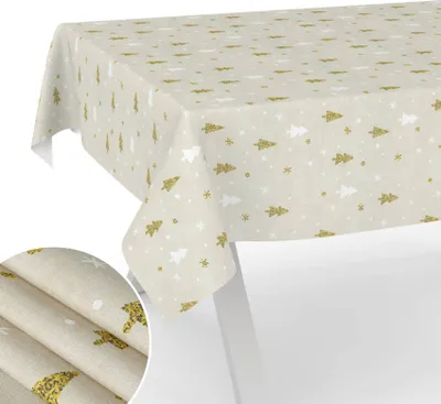 Produktbild von Tischdecke Tannenbaum Gold 220x140cm