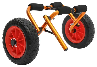 Zdjęcie produktu dla Kajakwagen – Składany wózek transportowy – Do kajaków, desek SUP i kanu – Aluminium – Opony z pełną gumą – Udźwig 80 kg – Pomarańczowy/Czarny