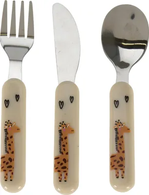 Immagine prodotto di Posate per bambini Zirafa, set di 3, crema