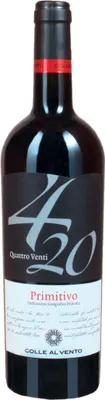 A bottle of red wine against a white background.