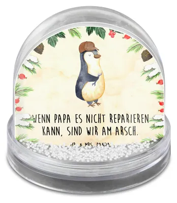 Produktbild von Mr. & Mrs. Panda Weihnachts Schneekugel Wenn Papa es nicht reparieren kann, sind wir am Arsch - Naturpapier - Geschenk, Vatertag, Vater, schnee kugel, dekoartikel, Dad