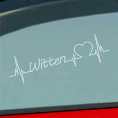 Produktbild von Auto Aufkleber Witten Herz Herzschlag 19x6 cm Milchglas Sticker Heckscheibenaufkleber