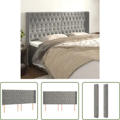 Produktbild von The Living Store Kopfteil mit Ohren Hellgrau 203x16x118/128 cm Samt