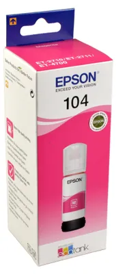 Produktbild von Epson 104 EcoTank Magenta ink bottle, Magenta, Epson, EcoTank ET-4700 EcoTank ET-2726 EcoTank ET-2720 EcoTank ET-2715 EcoTank ET-2714 EcoTank ET-2712..., 65 ml, Tintenstrahl, Mehrfarbig