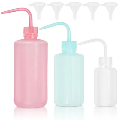 Waschflaschen-Set 500/250/150 ml mit 5 Trichtern
