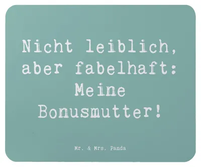 Produktbild von Mr. & Mrs. Panda Mousepad Spruch Bonusmutter - Meeresbrise - Geschenk, mauspad laptop, Verwandte, Dankeschön, Weihnachten, Geschenke, Elternteil, Fürsorge, Mouse Pad