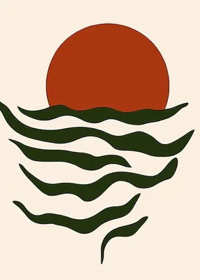 Image de Affiche 50 x 70 cm Vagues Minimaliste, Intérieurs Style scandinave, Boho
