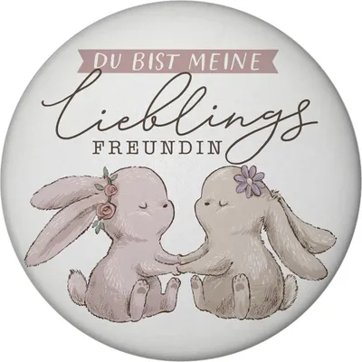 Produktbild von Hasen Magnet rund rund mit Spruch Du bist meine Lieblingsfreundin