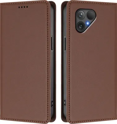 Produktbild von Handyhülle für Fairphone 5, Kunstleder Klapphülle Stoßfeste Magnetische Hülle mit Ständer Braun