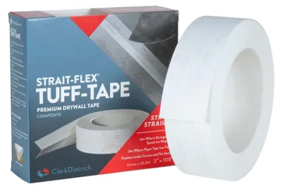 Produktbild von Strait-Flex TUFF TAPE, Eckschutzschiene Trockenbau 30m Weiß Profil für Trockenbau, Kantenschutz, Rissfest und hohe Haftung, glatte Oberfläche, Korrosionsbeständig