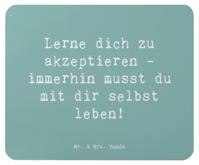 Produktbild von Mr. & Mrs. Panda Mouse Pad Spruch Selbstakzeptanz Lernen - Meeresbrise - Geschenk, Selbstmotivation, laptop mousepad, Zitat, Schwäche, Motivation, Mauspad, Gefühl, Stärke