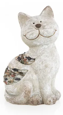 Produktbild von Katze Dekofigur braun grau aus Keramik 21,5 cm