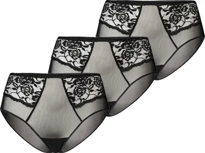 Produktbild von Teyli 3er Pack: Hohe Taille Slip mit floraler Spitze Vida Female 334-3 schwarz 3XL